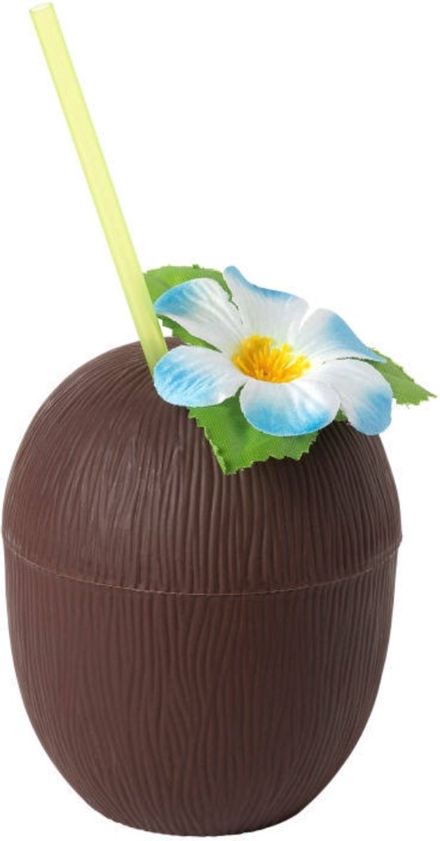 Goedkoopste Drinkbeker kokosnoot met rietje 500 ml