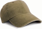 Washed Fine Line Cotton Cap with Sandwich Peak - One Size, Olijf / Steen