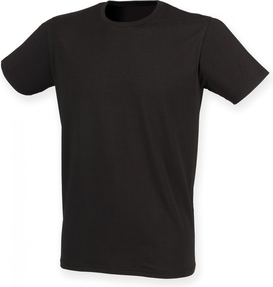 SportT-shirt Heren S Skinni Fit Ronde hals Korte mouw Black 96% Katoen, 4% Elasthan