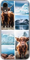 Geschikt voor iPhone XR hoesje - Schotse hooglander - IJs - Collage - Siliconen Telefoonhoesje