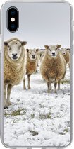 Geschikt voor iPhone Xs hoesje - Schapen - Wol - Sneeuw - Siliconen Telefoonhoesje