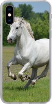 Geschikt voor iPhone X hoesje - Paarden - Natuur - Wit - Siliconen Telefoonhoesje