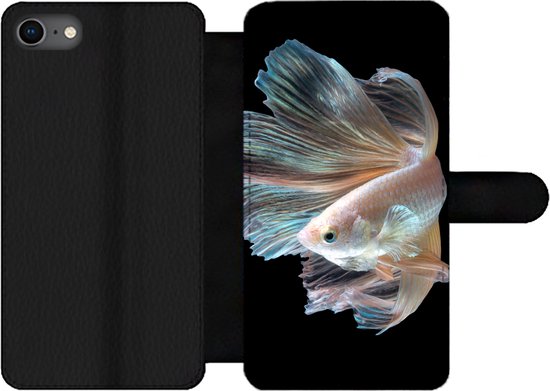 Bookcase pour téléphone iPhone SE 2020 Bookcase - Poisson - Staart - Zwart - Avec poches - Étui portefeuille avec fermeture magnétique