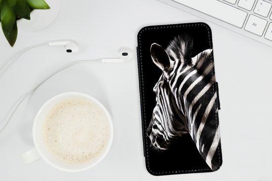 Étui pour téléphone iPhone 7 Bookcase - Zebra - Animal - Zwart - Portrait - Avec poches - Étui portefeuille avec fermeture magnétique