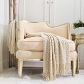 Décoration d'intérieur rustique pour canapé, fauteuil, couvre-lit doux, chaud, confortable, léger, printemps, été, Voyages (127 x 152,4 cm, beige/ivoire)