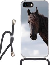 Hoesje met koord Geschikt voor iPhone 8 - Paarden - Lucht - Portret - Siliconen - Crossbody - Backcover met Koord - Telefoonhoesje met koord - Hoesje met touw