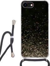 Hoesje met koord Geschikt voor iPhone 8 - Glitter - Abstract - Zwart - Siliconen - Crossbody - Backcover met Koord - Telefoonhoesje met koord - Hoesje met touw