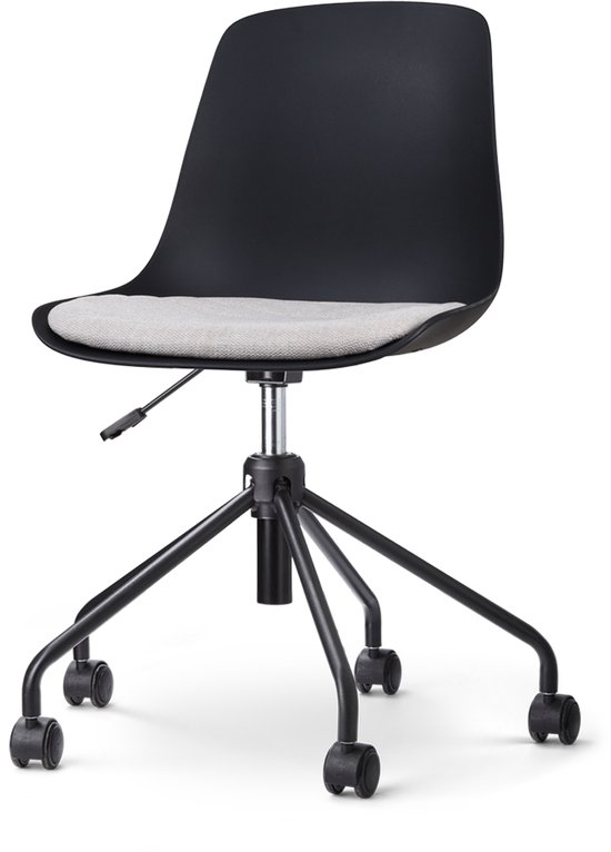 Nout-Liv bureaustoel zwart met zitkussen - wit onderstel