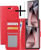 Hoes Geschikt voor Samsung S24 Ultra Hoesje Book Case Hoes Flip Cover Wallet Bookcase Met Screenprotector - Rood