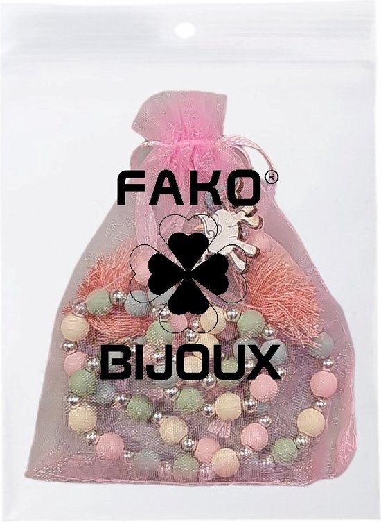 Fako Bijoux® - Kinderketting en Armband - Hout - Eenhoorn Kwastjes - Fako Bijoux®