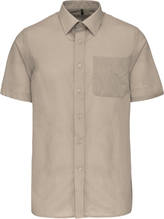Overhemd Heren Kariban Korte mouw Beige 65% Polyester, 35% Katoen