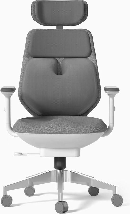 Ergonomische bureau stoel - dubbele airbag lende steun - lende verwarming - grijs met wit