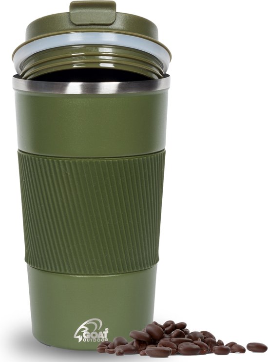 GOAT Outdoor RVS Koffiebeker To Go XL - Thermosbeker - Theebeker - Reisbeker - Lekvrij - 510ml - Groen