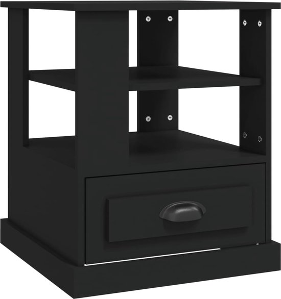 vidaXL - Bijzettafel - 50x50x60 - cm - bewerkt - hout - zwart