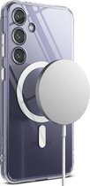 Ringke Fusion Magnetic | Hoesje Geschikt voor Samsung Galaxy S24 Plus | Compatibel met MagSafe | Back Cover met Militaire Standaard | Transparant