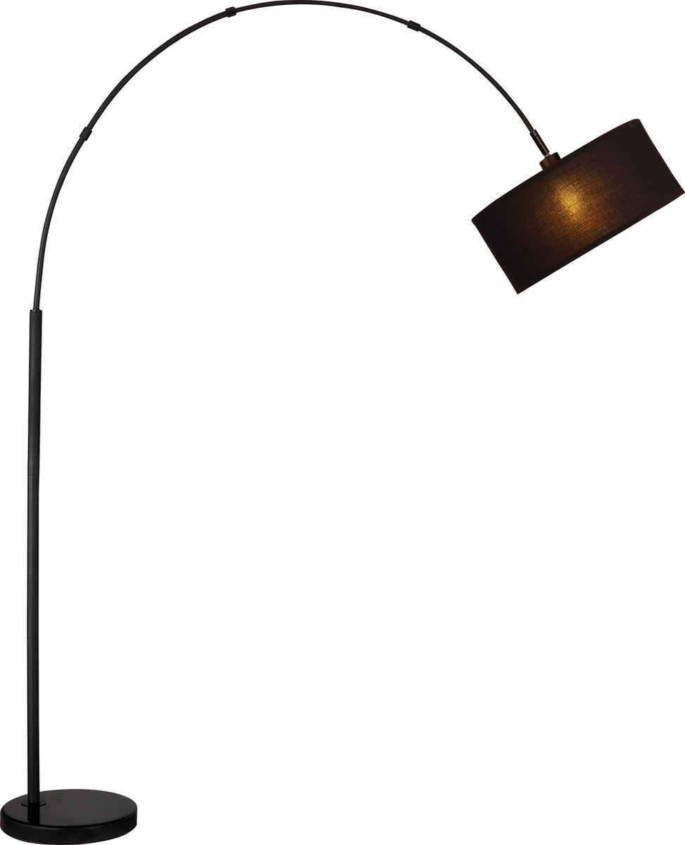 ARAM Vloerlamp zwart, 1xE27 excl, incl kap zwart + goud