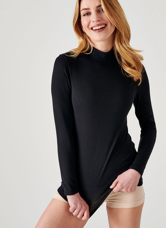 Damart - Manches longues, col montant - Femme - Zwart - 34-36 (XS)