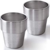 Dubbelwandig roestvrijstalen drinkfles 10oz metalen beker voor BBQ/thuis/kantoor/feest/rijden - Set van 2