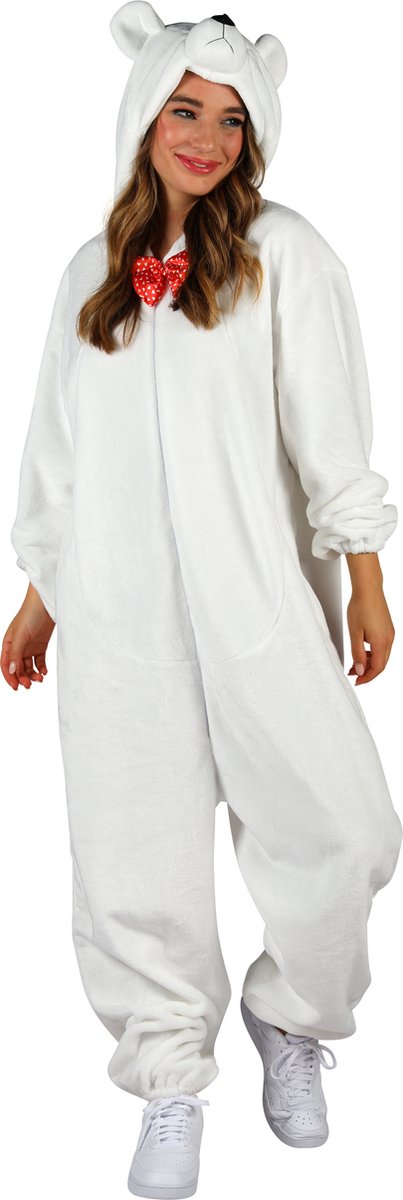Dieren Kostuum IJsbeer Volwassenen - Pluche - Dieren Onesie - Carnaval - Verkleedkleren Damen En Heren - Wit - Maat M/L