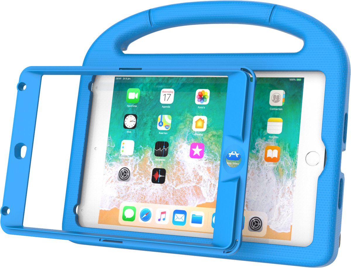 Tablet beschermhoes geschikt voor Apple iPad Mini 4 - Mini 5 – 7.9 inch - Kinderhoes – Kinderhoesje - Hoes - Hoesje voor Kinderen – Handvat en Standaard – Kindvriendelijke Cover | Blauw