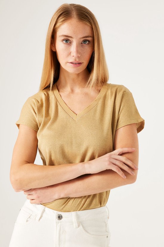 GARCIA Dames T-shirt Bruin - Maat XS