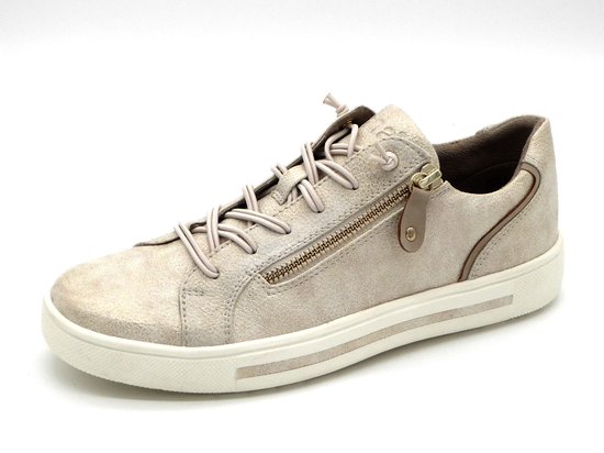 Jana Dames Sneaker - 23660-949 Beige/Goud - Wijdte H - Maat 38 | bol