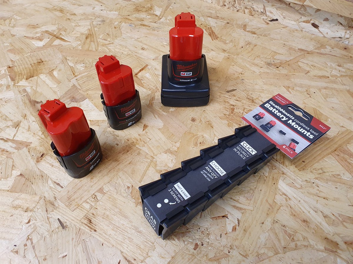 Stealthmounts - Batterijhouder Milwaukee M12 - 6 delig