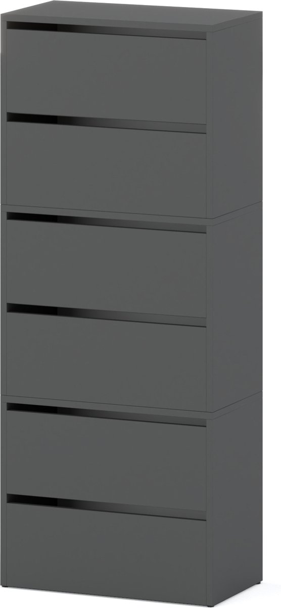 Meubel Square - Schoenenkast STEP - Set van 3 - Grijs - Modulaire schoenenkast zonder handgrepen