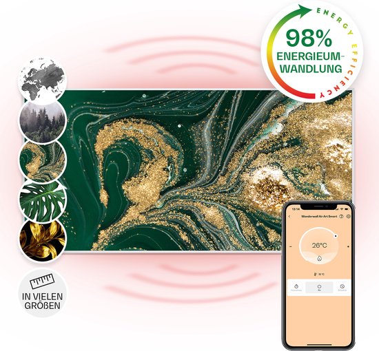 Klarstein Wonderwall Air Art Slimme Infrarood Verwarming - Warmtepaneel - 120X60 Cm - 700 W - 14 M² - Design Front - App Controle - Geruisloos - Wandmontage - Afstandsbediening - Praktisch - Thermostaat - Weektimer - Ip44 - Motief: Draaikolk