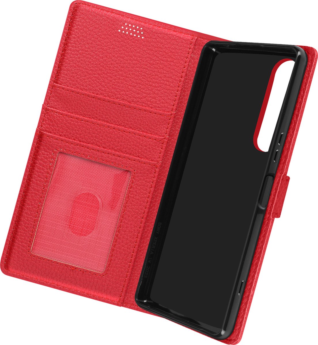 Avizar Case Geschikt voor Sony Xperia 1 V Flip Wallet Video-ondersteuning, Rood