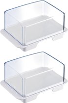 2 beurriers pour réfrigérateur, plastique, exclusif, blanc/transparent