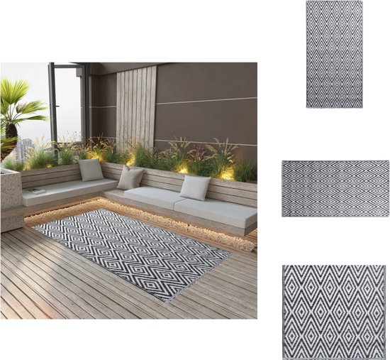 vidaXL Tuinkleed - Trendy buitenruimte decoratie - Zacht materiaal - Geschikt voor zwembad - Dubbellaagse jacquard - Wit en zwart - PP - 120 x 180 cm - Buitenkeuken
