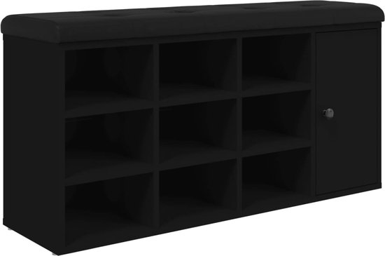 vidaXL - Schoenenbank - 102x32x50 - cm - bewerkt - hout - zwart