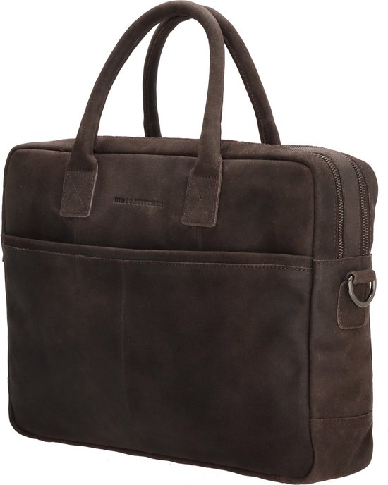 Hide & Stitches Hunter Sac pour Ordinateur Portable en Cuir - 15,6 pouces - Marron Foncé