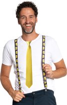 Carnaval verkleedset bretels en stropdas Oktoberfest - geel - volwassenen - feestkleding