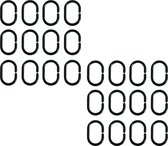 MSV Douchegordijn ophang ringen - kunststof - zwart - 24x stuks - 4 x 6 cm - universeel model
