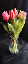 Rose tulpen | Kunst Tulpen | 31 cm | Rose | 7 stelen | Tulpen | kunstbloemen voor binnen | kunstbloemen die net echt lijken