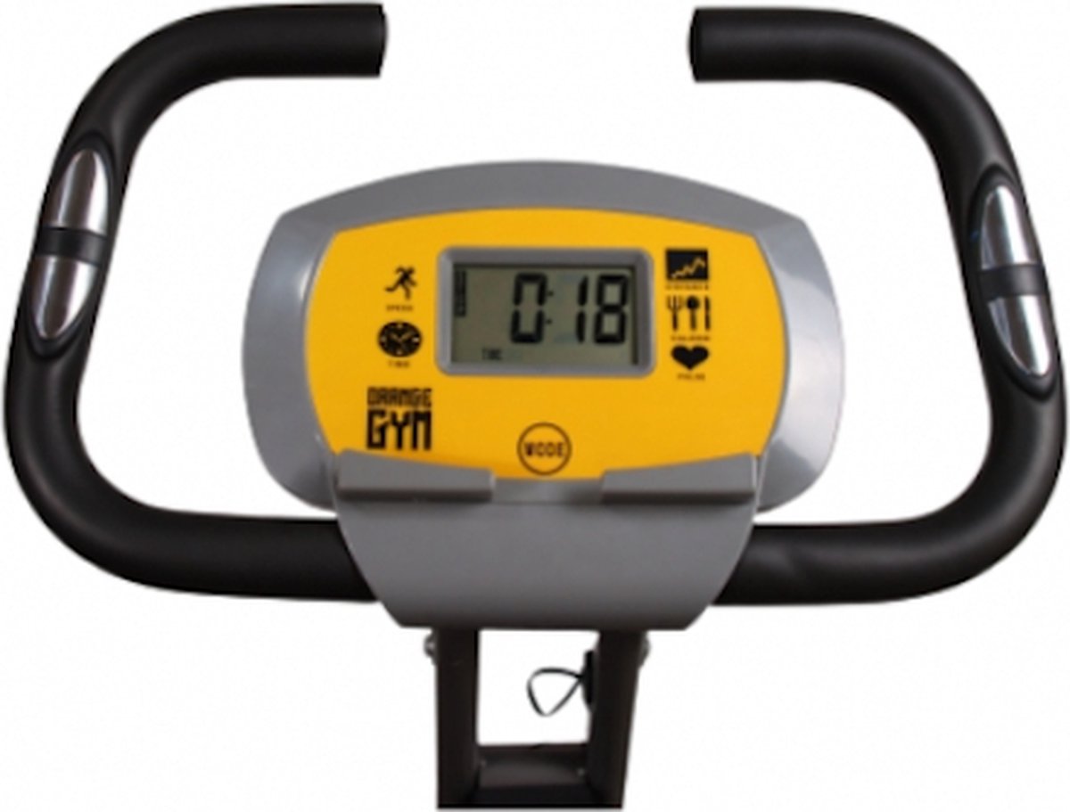 Afbeelding 3 van Orange Gym, X-bike opvouwbare hometrainer – incl. rugsteun, 8 weerstandsniveaus, LCD monitor, fiets