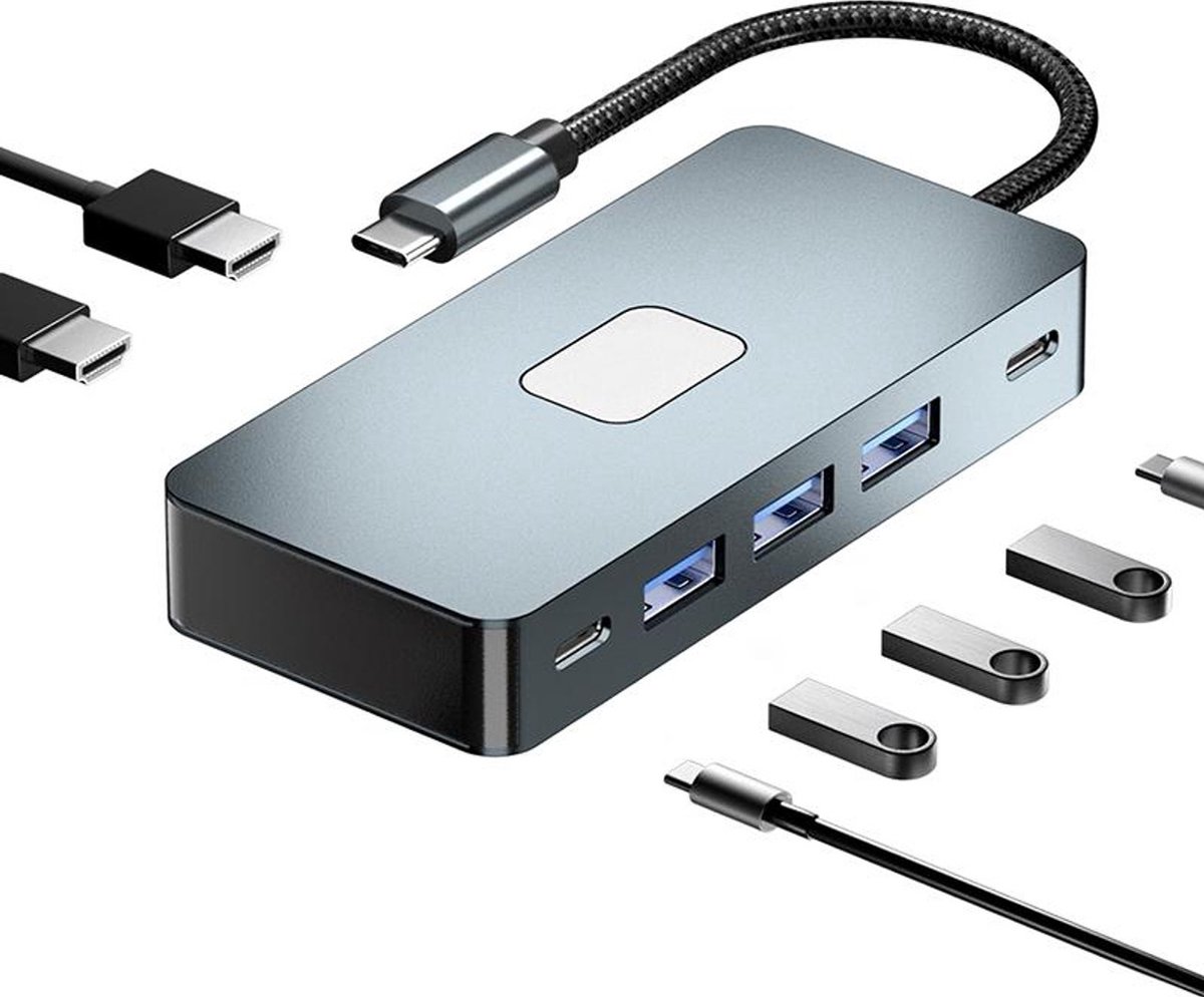 NÖRDIC DOCK-182 USB-C Docking station - 2xHDMI 4K30Hz - 3xUSB-A 3.1 - 5Gbps - USB-C 2.0 - USB-C PD100W