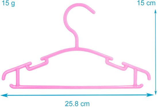 Intirilife 10x Cintres en plastique pour enfants en rose - 25,8 x 15 x 0,3 cm - Cintres pour vêtements de bébés et de tout-petits