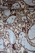 Viscose ecru met bruine en lichtblauw paisley print 1 meter - modestoffen voor naaien - stoffen Stoffenboetiek