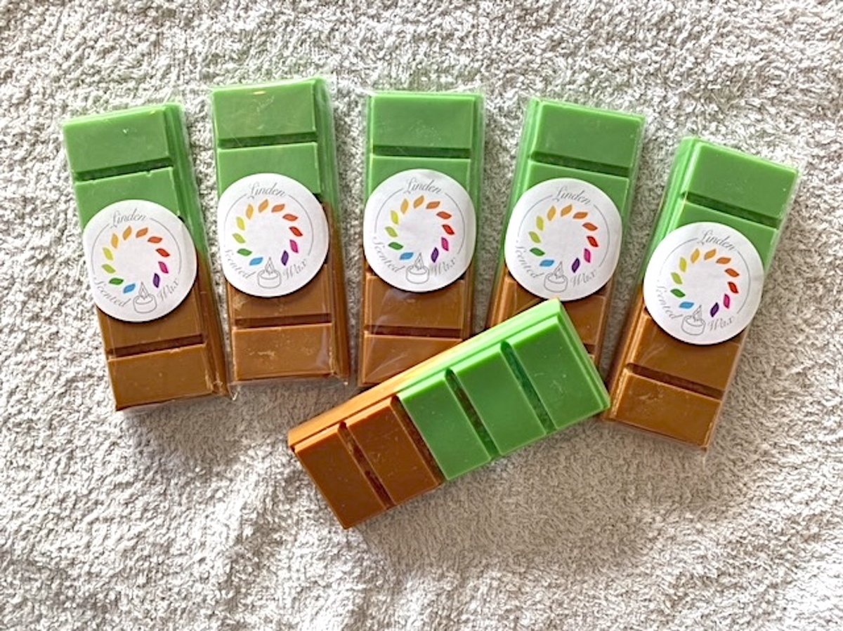 Linden Waxmelts CINNAMON APPLE waxmelt geur - Linden - handgemaakt - 100% sojawax - aromatic - geurbrander - huisparfum groen bruin