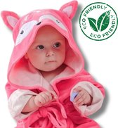 BoefieBoef Roze Vos Eco Dieren Badjas voor Baby's & Peuters 0-2 Jaar - Hypoallergene Bamboe Kinderbadjas met Dieren Capuchon – Perfecte Ochtendjas als Duurzaam Kraamcadeau
