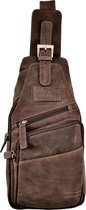 Hunters Crossbodytas Unisex - Donker Bruin Buffelleer - Schoudertas - Informal Crossbody Tas - Slingbag