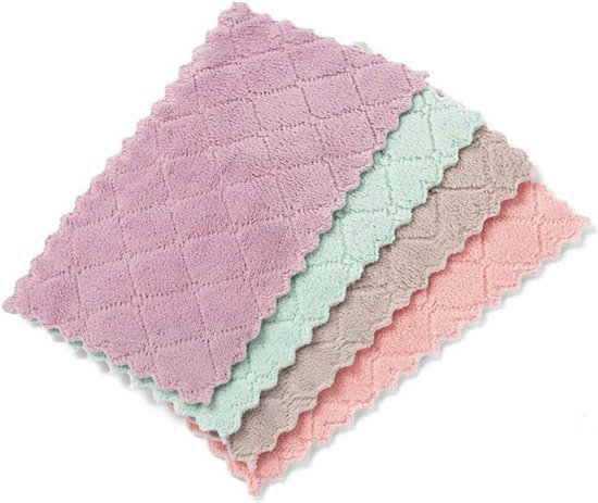 Wasbare microvezel vaatdoeken Multifunctionele keukenreinigingsdoeken Pluisvrije vaatdoek met polyschuurzijde (zwartx6, 30cm x 30cm