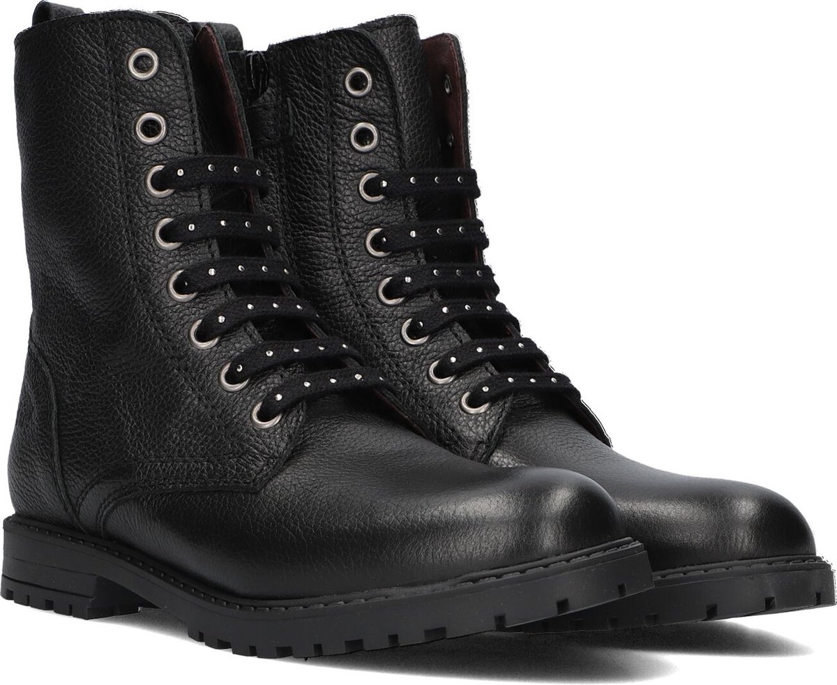 Clic! 9584 Veterboots - Laarzen Met Veters - Meisjes - Zwart - Maat 32