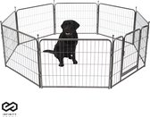 Infinity Goods Hondenren - Puppyren - 8 Panelen - 60 x 80 CM - 480 CM Omtrek - Opvouwbaar - Met Deur - Staal - Zwart