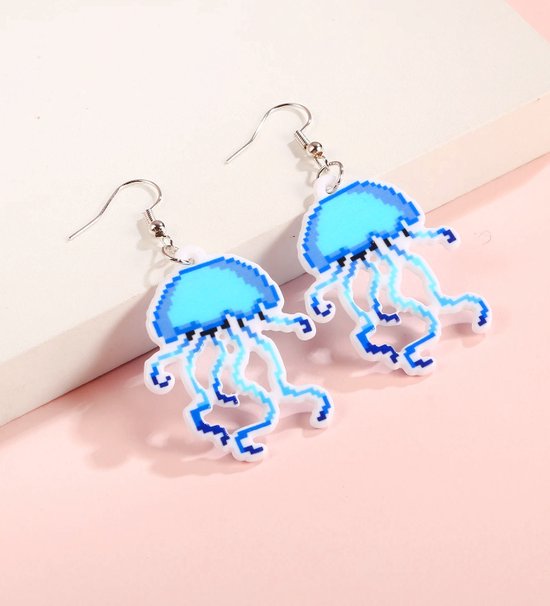 Hiden | Blue Jellyfish Oorbellen - Sieraden set - Sieraden - Dames - Oorbellen - Oorringen - Oorknoppen - Mode - Kinderen | 1 paar