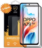 3-Pack Oppo A79 Screenprotectors - MobyDefend Screensavers Met Zwarte Randen - Gehard Glas - Glasplaatjes Geschikt Voor Oppo A79