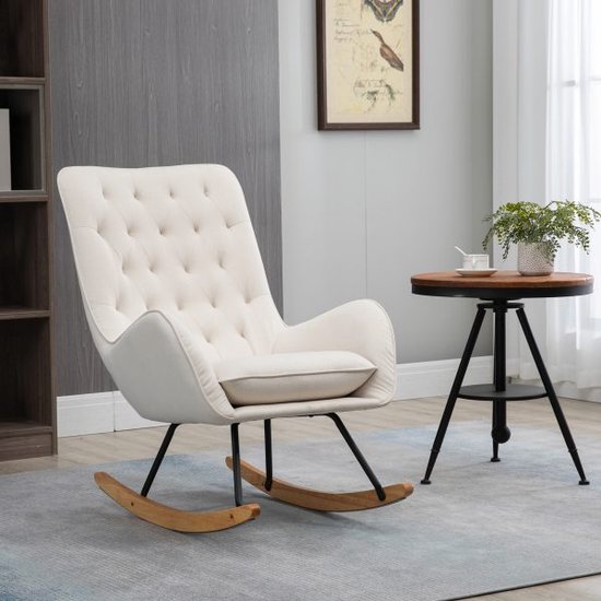Schommelstoel voor borstvoeding - Teddy schommelstoel voor kinderkamer in geel, comfortabele fauteuil voor volwassenen in slaapkamer of woonkamer